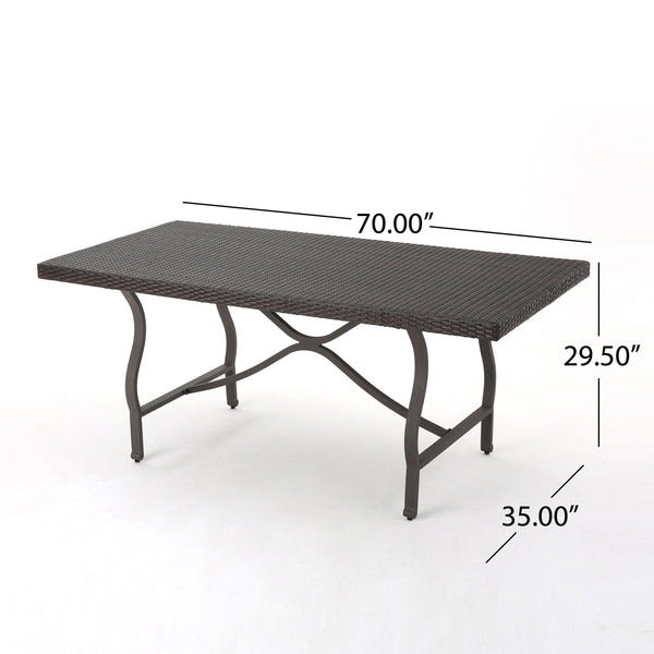 English Elm Christopher Knight Home® - COSTA Outdoor Costa Mesa 70 Antique Brown PE Rattan Dining Table 70" Wicker Patio Centerpiece 60743.00