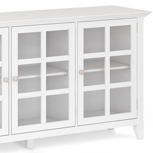 English Elm Acadian Wide Storage Cabinet - Elegant White Wood With Glass Doors & Adjustable Shelves For Any Room B136P158290