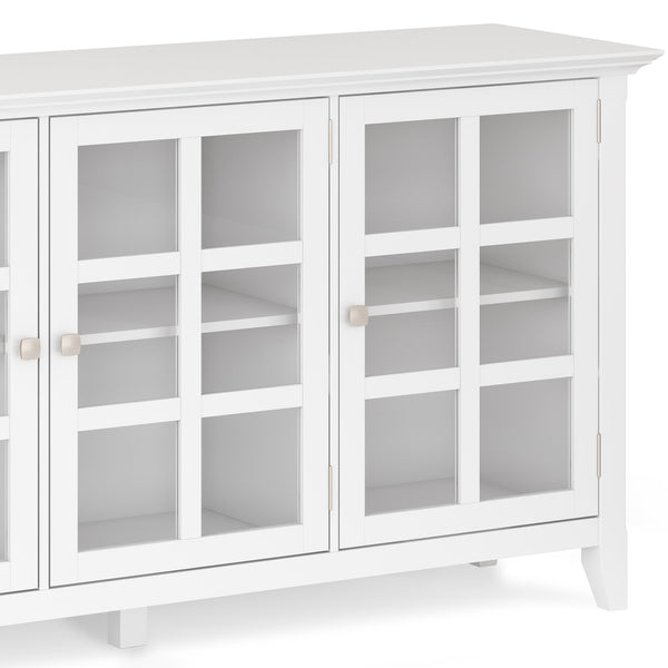 English Elm Acadian Wide Storage Cabinet - Elegant White Wood With Glass Doors & Adjustable Shelves For Any Room B136P158290