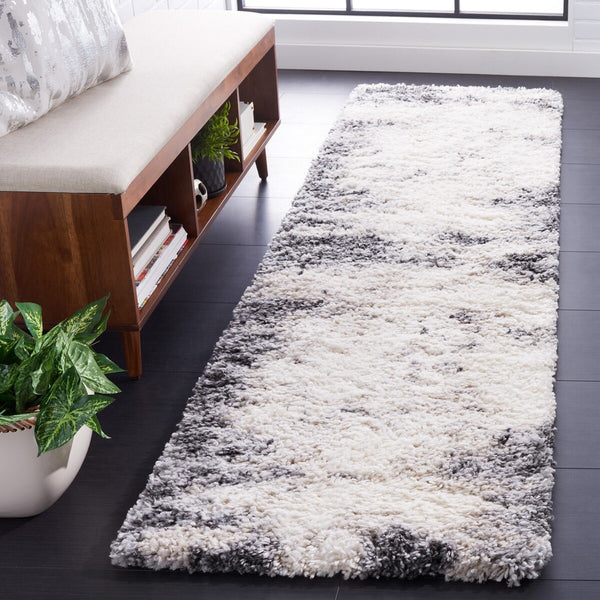 Safavieh Fontana 834 Power Loomed Shag & Flokati Rug Ivory / Grey 6'-7" x 9'