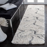 Safavieh Fontana Shag 848 FNT848 Power Loomed Shag & Flokati Rug Ivory / Grey FNT848A-2