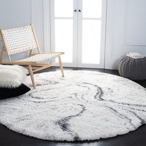 Safavieh Fontana Shag 848 Power Loomed Shag & Flokati Rug IIX Ivory / Grey FNT848A-4SQ