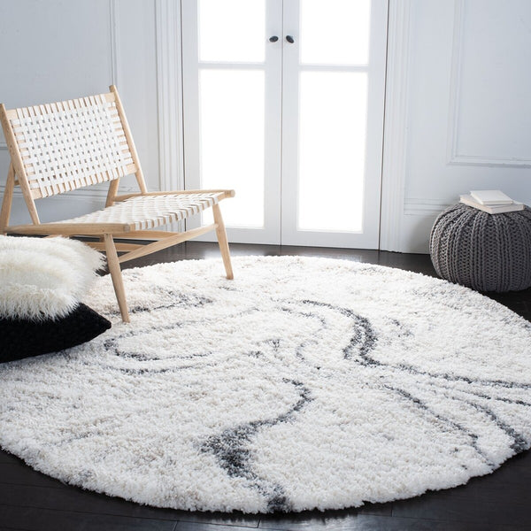 Safavieh Fontana Shag 848 Power Loomed Shag & Flokati Rug IIX Ivory / Grey FNT848A-4SQ