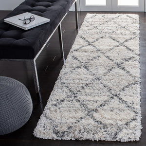 Safavieh Fontana Shag 886 FNT886 Power Loomed Shag & Flokati Rug Grey / Ivory FNT886F-2