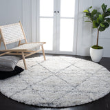 Safavieh Fontana Shag 886 FNT886 Power Loomed Shag & Flokati Rug Grey / Ivory FNT886F-2