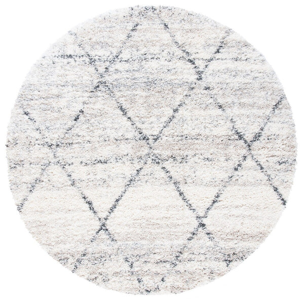 Safavieh Fontana Shag 886 Power Loomed Shag & Flokati Rug Grey / Ivory 4' x 4' Round