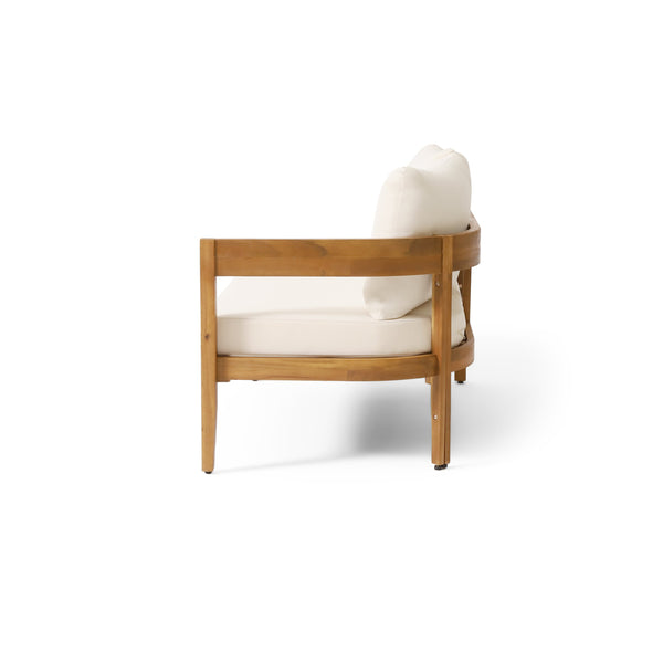 English Elm Brooklyn Outdoor Acacia Hardwood Modular Sectional Sofa with Tuxedo Curved Slat Design 73147.00BGE