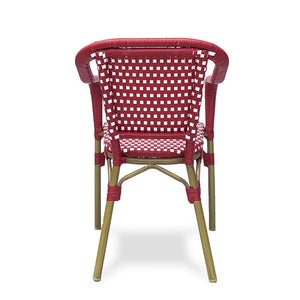 English Elm Bistro Chair Set of 2 French Country Woven Aluminum Outdoor Patio Seating Pair Red 72906.00RED