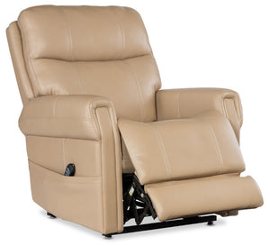 Hooker Furniture Carroll Ultra-Soft Sorrento Sand Power Recliner With Lift, Motorized Headrest & Lumbar Support RC603-PHLL4-082