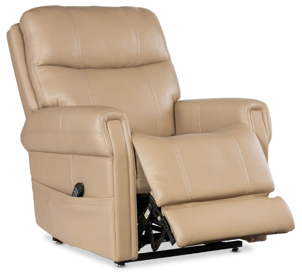 Hooker Furniture Carroll Ultra-Soft Sorrento Sand Power Recliner With Lift, Motorized Headrest & Lumbar Support RC603-PHLL4-082