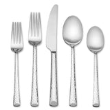 Hampton 20-Piece Vale Hammered Stainless Steel Flatware Set, Mirror Finish