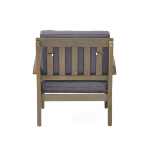 English Elm Christopher Knight Home® - Peyton Club Chair - Durable Acacia Wood Frame With Water-Resistant Cushions For Ultimate Outdoor Comfort 57973.00GRY