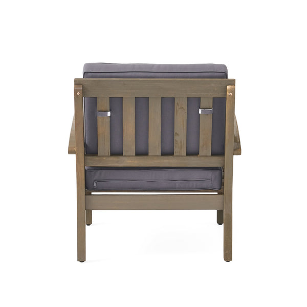 English Elm Christopher Knight Home® - Peyton Club Chair - Durable Acacia Wood Frame With Water-Resistant Cushions For Ultimate Outdoor Comfort 57973.00GRY