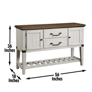 English Elm Steve Silver - Pendleton Two-Tone White Server with Drawers & Bottle Storage, Felt-Lined Drawer, Brass Accents B081P157348