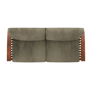 Parcell Mission-Style Wood Sofa with Plush Cushions and Elegant Steam-Bent Arms for Cozy Living Room