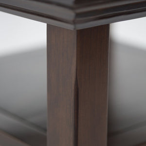 English Elm Acadian Solid Wood Narrow Side Table - Elegant Brunette Finish With Open Shelves For Small Spaces B136P159400