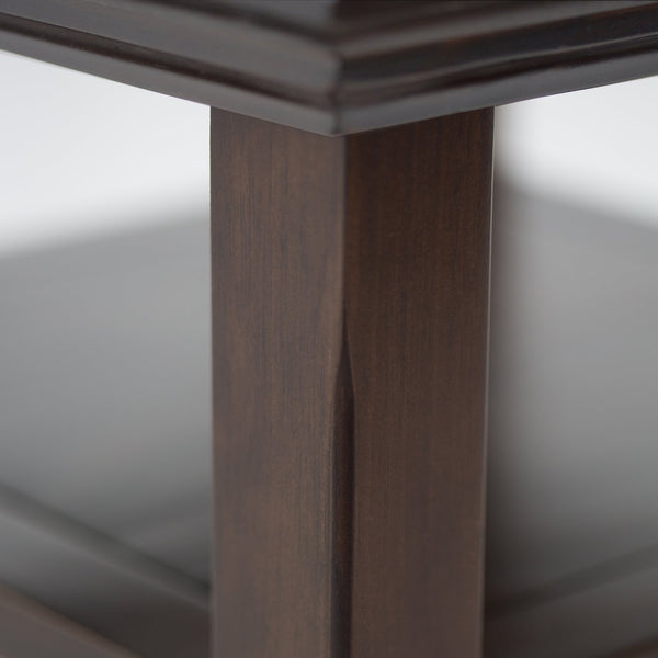 English Elm Acadian Solid Wood Narrow Side Table - Elegant Brunette Finish With Open Shelves For Small Spaces B136P159400