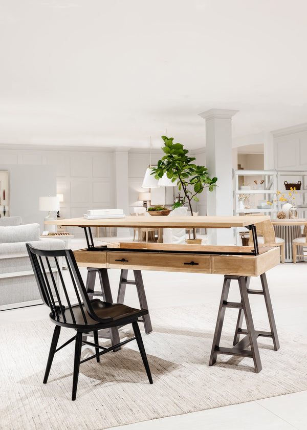 A.R.T. Furniture Frame Height-adjustable Writing Desk - Two-tone Chestnut & Antique Carbon Finish With Storage Drawer Light Brown Ash & Poplar Solid,Plank,Effect Flakey & Quarter,Sawn Oak Veneer,Metal 278421-2335