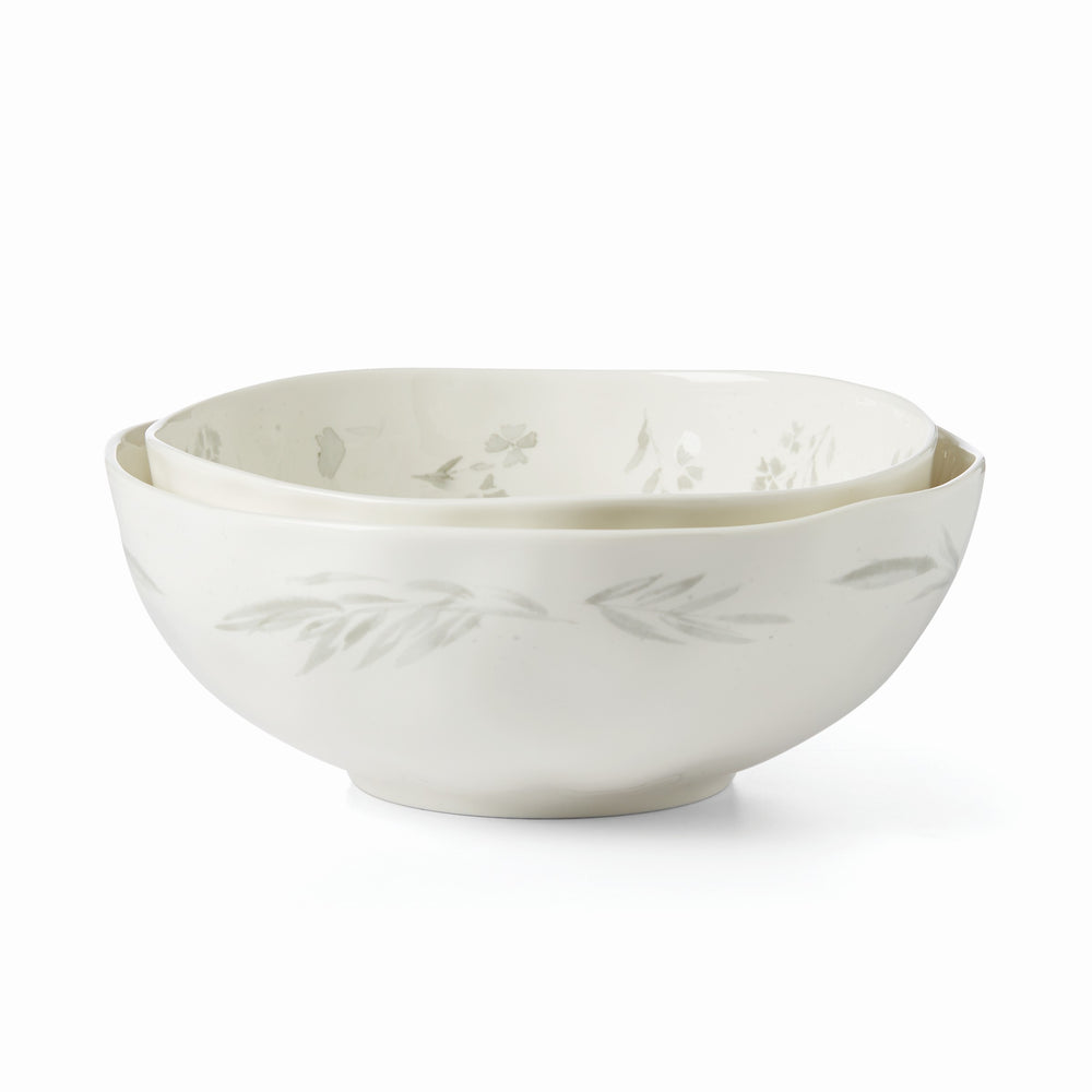 Lenox Oyster Bay 2-Piece Nesting Serving Bowls White, WHITE PORCELAIN 894096