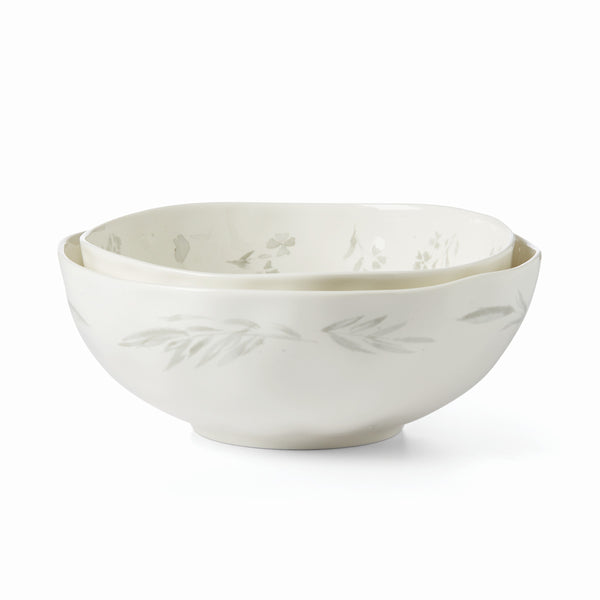 Lenox Oyster Bay 2-Piece Nesting Serving Bowls White, WHITE PORCELAIN 894096