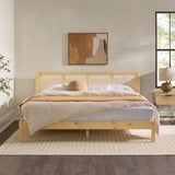 Solid Wood Rattan Paneled Platform King Bed Natural YASB8BNA Walker Edison