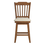Homelegance By Top-Line Juliette Slat Back Counter Height Wood Swivel Chair Oak Rubberwood
