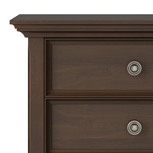 English Elm Amherst Bedside Table - Handcrafted Natural Aged Brown With Drawers & Open Shelf For Versatility B136P158368