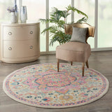 Nourison Passion PSN25 Machine Made Power-loomed Ornamental Border Indoor Only Bohemian Vintage Rug Ivory Pink, Ivory Pink 100% Polypropylene 99446748201