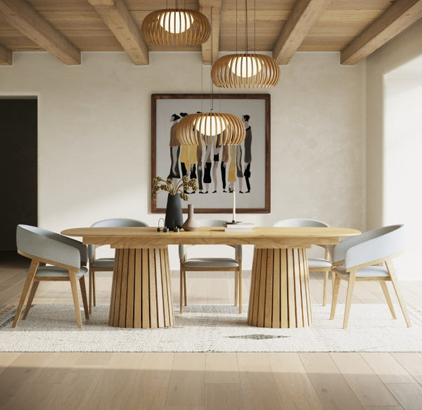 VIG Furniture Truman Natural Oak Mid-Century Extendable Dining Table With Butterfly Leaves Seats 8–10, 94.5–118" VGMA-MIT-5346-EXT-NAT