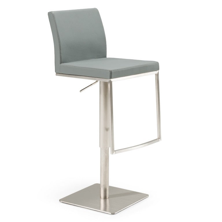 VIG Furniture Folsum Modern Grey Bar Stool With Swivel, Pneumatic Lift & Chrome Base — Leatherette Seat, No Assembly VGHR5040BG-1-GREY