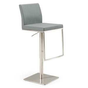 VIG Furniture Folsum Modern Grey Bar Stool With Swivel, Pneumatic Lift & Chrome Base — Leatherette Seat, No Assembly VGHR5040BG-1-GREY