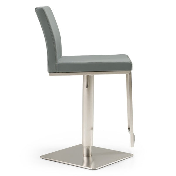 VIG Furniture Folsum Modern Grey Bar Stool With Swivel, Pneumatic Lift & Chrome Base — Leatherette Seat, No Assembly VGHR5040BG-1-GREY
