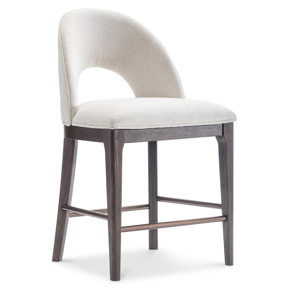 Bernhardt Bernhardt Raff Upholstered Counter Stool Sculptural Wood Base Modern Kitchen Bar L25589