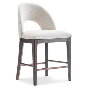 Bernhardt Bernhardt Raff Upholstered Counter Stool Sculptural Wood Base Modern Kitchen Bar L25589