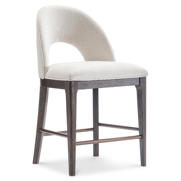 Bernhardt Bernhardt Raff Upholstered Counter Stool Sculptural Wood Base Modern Kitchen Bar L25589
