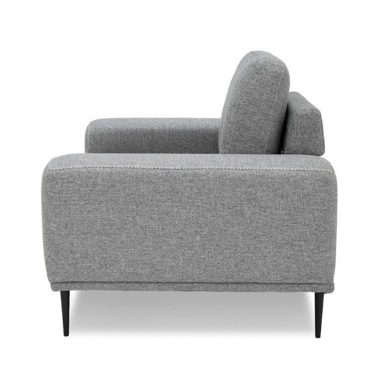 VIG Furniture Fonda Modern Grey Fabric Accent Chair With Removable Cushions, Pocket Springs & Black Metal Legs VGMB-2123-CHR-GRY
