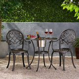 Christopher Knight Home® - Noble House - Angeles Cast Aluminum Outdoor Bistro Furniture Set with Ice Bucket