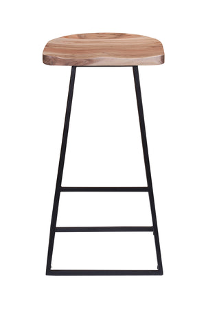 Porter Designs Clement Solid Acacia Wood Bar Stool With Sleek Design And Comfortable Scooped Seat Natural Wood 07-196-11-2097
