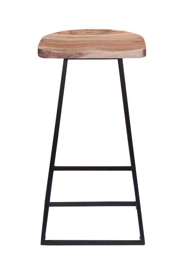Porter Designs Clement Solid Acacia Wood Bar Stool With Sleek Design And Comfortable Scooped Seat Natural Wood 07-196-11-2097