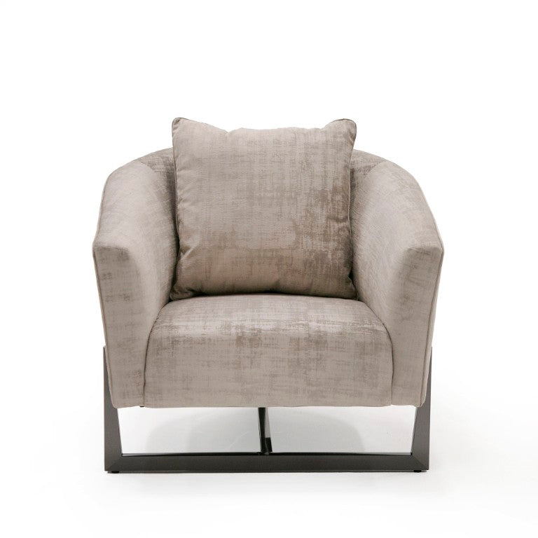 VIG Furniture Forbis Light Grey Fabric Accent Chair With Dark Bronze Cross Base, Plush Foam Cushioning & Pillow VGCSFORBIS-LGB-CH