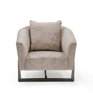 VIG Furniture Forbis Light Grey Fabric Accent Chair With Dark Bronze Cross Base, Plush Foam Cushioning & Pillow VGCSFORBIS-LGB-CH