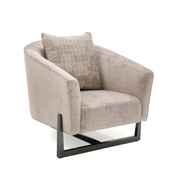 VIG Furniture Forbis Light Grey Fabric Accent Chair With Dark Bronze Cross Base, Plush Foam Cushioning & Pillow VGCSFORBIS-LGB-CH