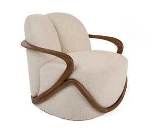 VIG Furniture Modrest Fortuna - Mid-Century Modern Off-White Fabric + Walnut Accent Chair VGCS-LC-21060-OFWHT