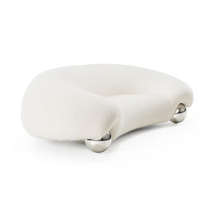 VIG Furniture Fortune Contemporary White Fabric Sofa With Sculptural Rounded Arms & Stainless Steel Ball Legs VGFA-SF2002-1-WHT