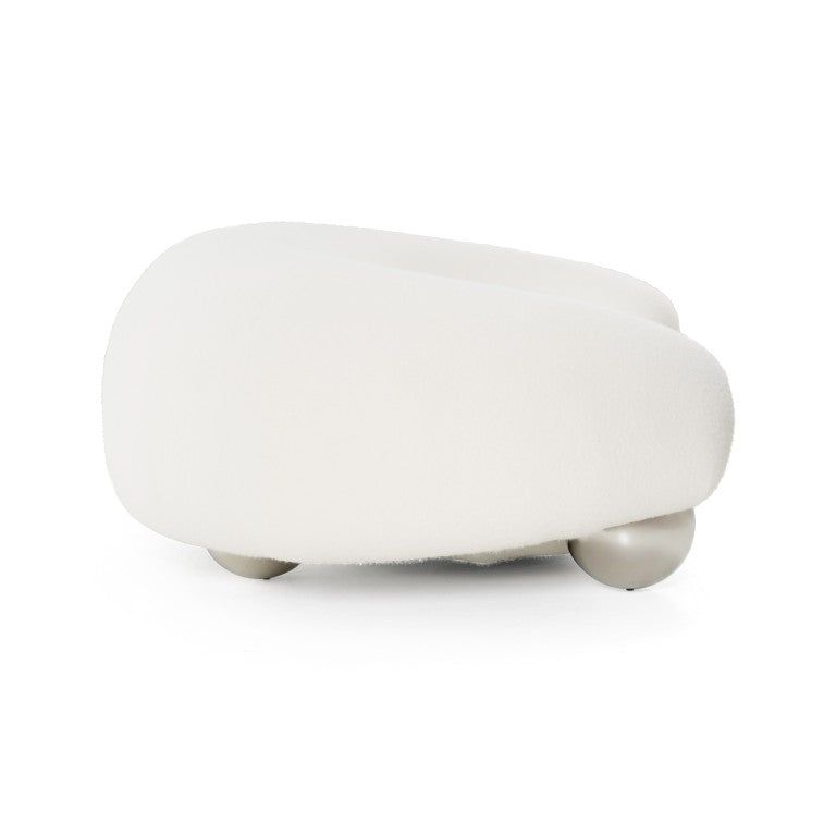 VIG Furniture Fortune Contemporary White Fabric Sofa With Sculptural Rounded Arms & Stainless Steel Ball Legs VGFA-SF2002-1-WHT