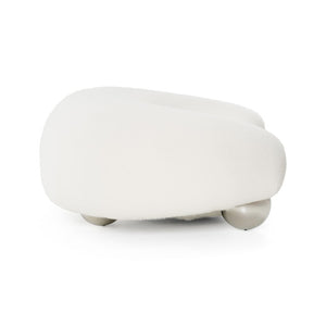 VIG Furniture Fortune Contemporary White Fabric Sofa With Sculptural Rounded Arms & Stainless Steel Ball Legs VGFA-SF2002-1-WHT