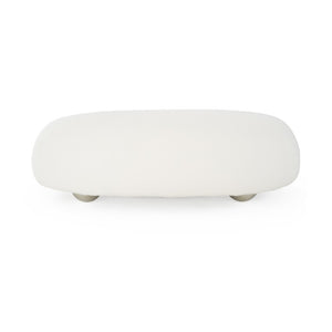 VIG Furniture Fortune Contemporary White Fabric Sofa With Sculptural Rounded Arms & Stainless Steel Ball Legs VGFA-SF2002-1-WHT