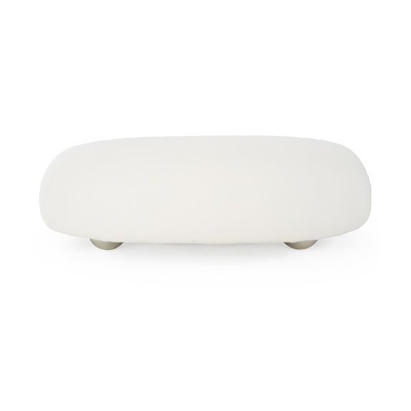 VIG Furniture Fortune Contemporary White Fabric Sofa With Sculptural Rounded Arms & Stainless Steel Ball Legs VGFA-SF2002-1-WHT