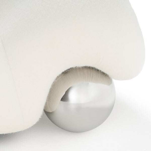 VIG Furniture Fortune Contemporary White Fabric Sofa With Sculptural Rounded Arms & Stainless Steel Ball Legs VGFA-SF2002-1-WHT