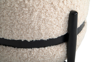 VIG Furniture Fouston Plush White Sherpa Pouf Ottoman With Black Metal Frame, Supportive Foam Core, 330 Lb Capacity VGODZW-20156-WHT-OTT